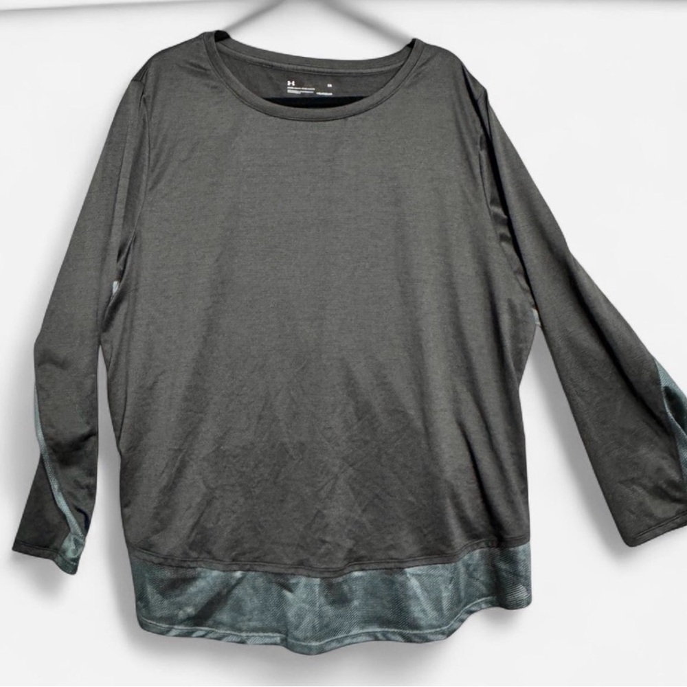 UA Top 2XL Loose HeatGear Men’s Gray Long Sleeve Gym Gorpcore Athleisure Sporty